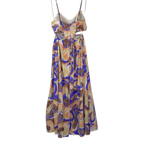 ASTR the Label Sanger Maxi Dress Open Cut-Out Side Purple Peach Swirl Size Large - Picture 5 of 9